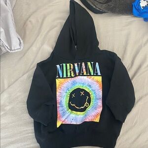 Cotton on kids NIRVANA Black Hoodie with Vibrant Tie-Dye Design
